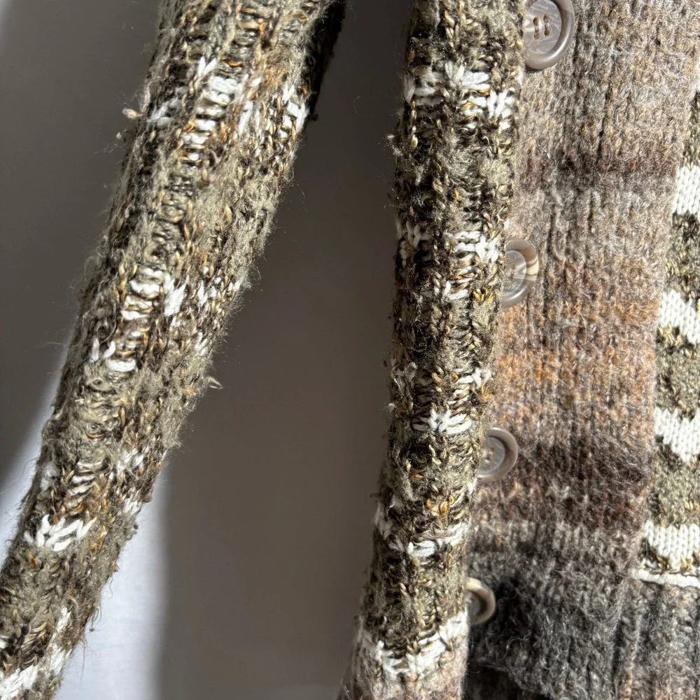 BKE Womens Green Knit Cardigan Wool Alpaca Blend Y2K Buttons L Fairy Grunge Boho